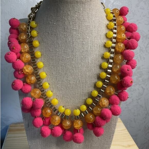 INC Interactional Signed  Ping and Yellow Cha Cha Balls Laired Chan Necklace - Picture 1 of 5